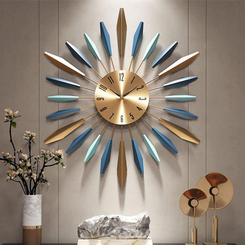 YISITEONE Large Metal Wall Clock