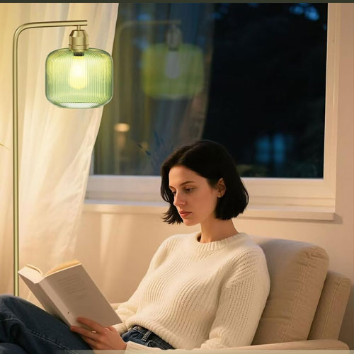 Modern Floor Lamp with Glass Shade