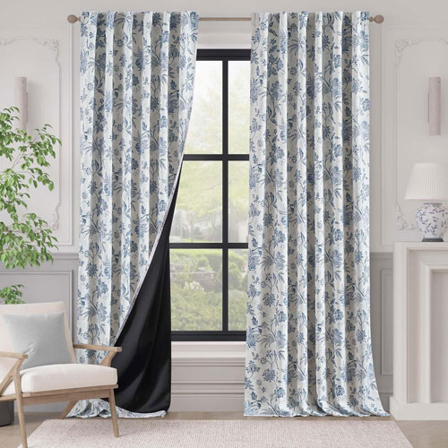 Vangao Floral Blackout Curtains 2 Panels