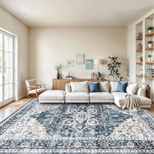 AMADA Washable Vintage Area Rug – Non-Slip