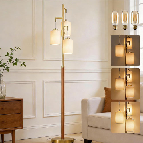 Dimmable Gold Floor Lamp – Mid Century Modern