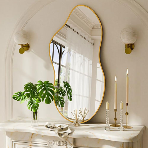 Gold Irregular Wall Mirror – Modern Asymmetrical Decor